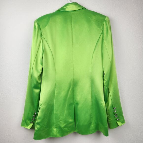 Retrofete Saige Double Breasted Blazer in Lime Punch Green Size Small Satin - Picture 6 of 13